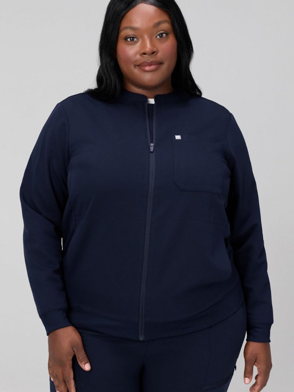 Fabletics Womens Navy Daily 3 Pocket Scrub Jacket